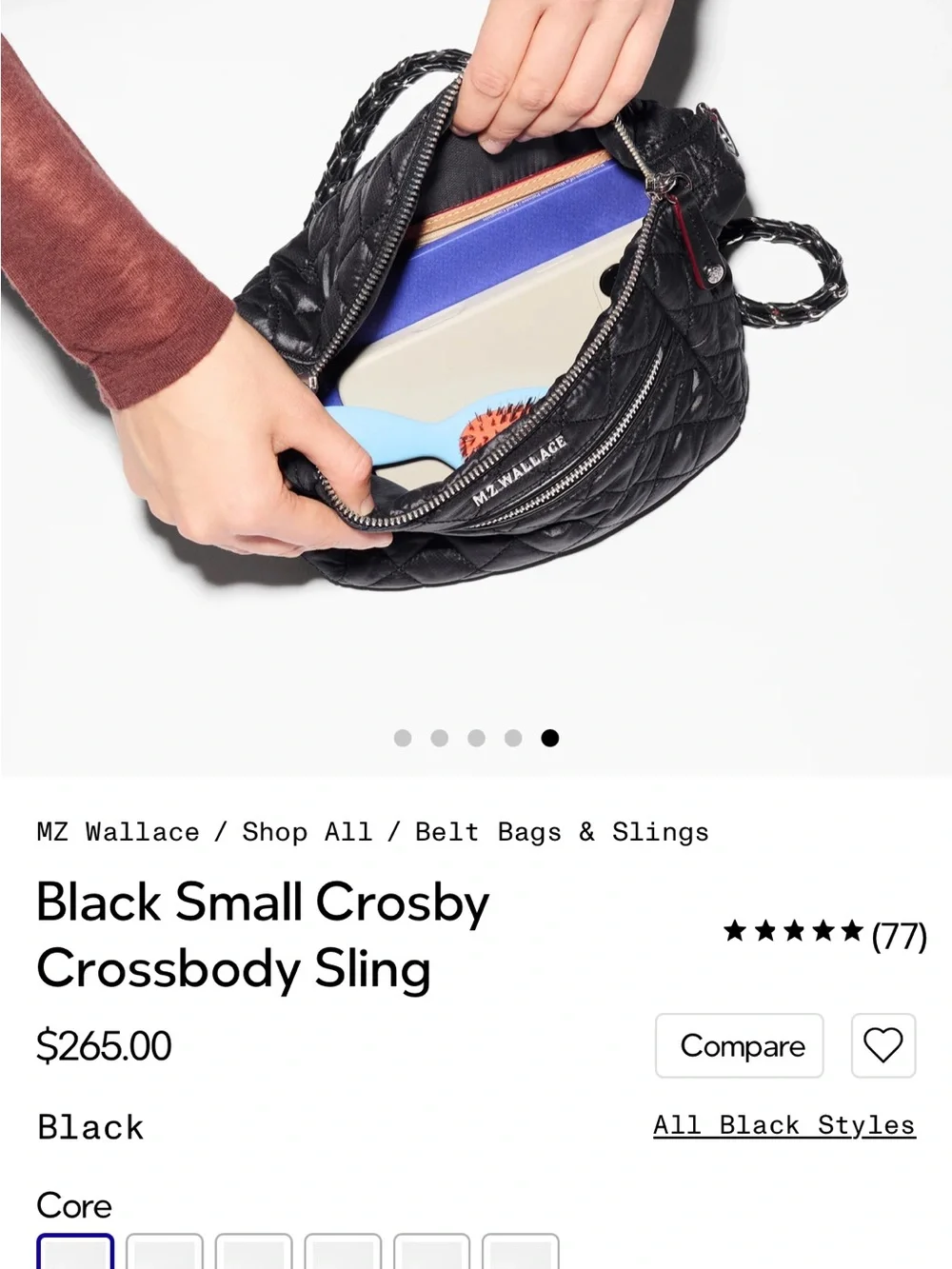 MZ Wallace Crosby Black Quilted Crossbody Belt Bag - Picture 8 of 9